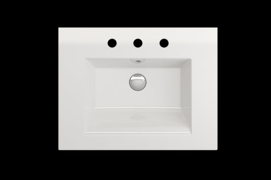 BOCCHI RAVENNA 24.5" Wall-Mounted Sink Fireclay 3-Hole With Overflow