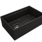 BOCCHI CONTEMPO 30" Fireclay Farmhouse Step Rim With Integrated Work Station Single Bowl Kitchen Sink With Accessories - Matte Black