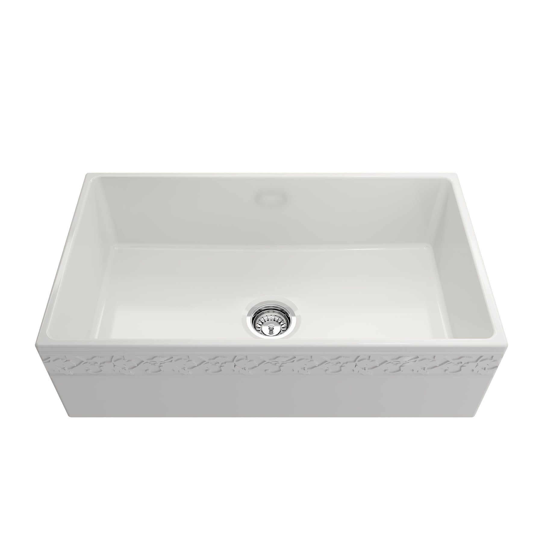 BOCCHI VIGNETO 33" Fireclay Farmhouse Single Bowl Kitchen Sink with Protective Bottom Grid and Strainer