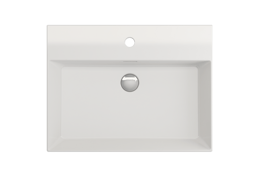 BOCCHI MILANO 24" Wall-Mounted Sink Fireclay 1-Hole With Overflow in pristine white finish.