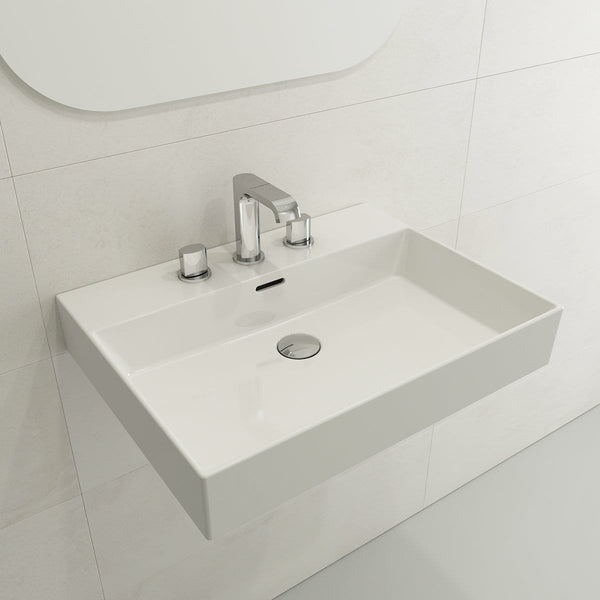 BOCCHI MILANO 24 Wall-Mounted Sink Fireclay 3-Hole With Overflow