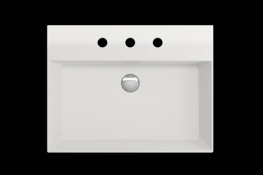BOCCHI MILANO 24" Wall-Mounted Sink Fireclay 3-Hole With Overflow