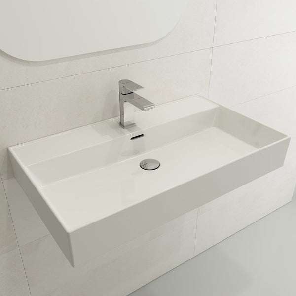 BOCCHI MILANO 32 Wall-Mounted Sink Fireclay 1-Hole With Overflow