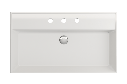BOCCHI MILANO 32" Wall-Mounted Sink Fireclay 3-Hole With Overflow top view showcasing its sleek design and functionality.