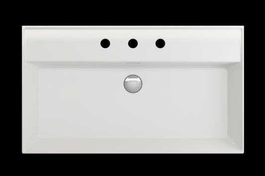 BOCCHI MILANO 32" Wall-Mounted Sink Fireclay 3-Hole With Overflow