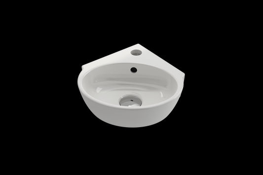 BOCCHI MILANO 12" Corner Sink Fireclay 1-Hole With Overflow