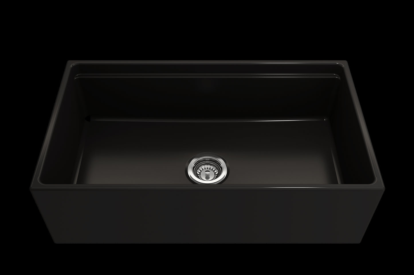BOCCHI CONTEMPO 33" Step Rim With Integrated Work Station Fireclay Farmhouse Single Bowl Kitchen Sink with Accessories - Matte Black
