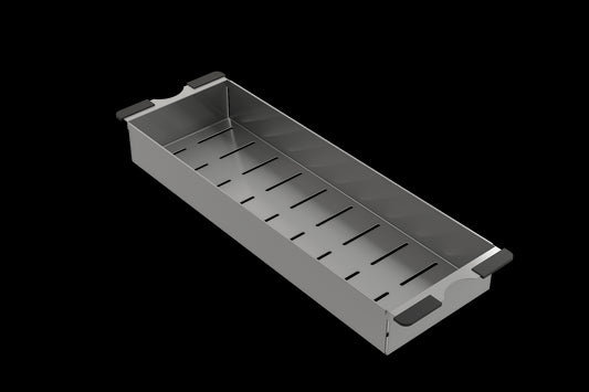 BOCCHI Deep Stainless Steel Colander for Granite Sinks with Black Rubber Handles