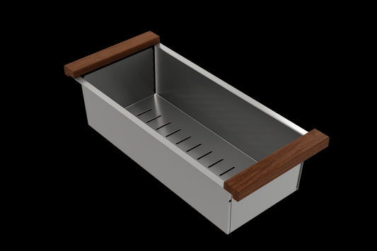 BOCCHI Deep Stainless Steel Colander with Wooden Sapele Handles 2310 0003