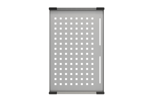 BOCCHI Stainless Steel Colander Tray with Black Silicone Handle Pads, innovative design for food preparation.