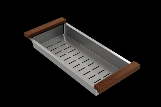 BOCCHI Deep Stainless Steel Colander with Wooden Sapele Handles 2310 0008