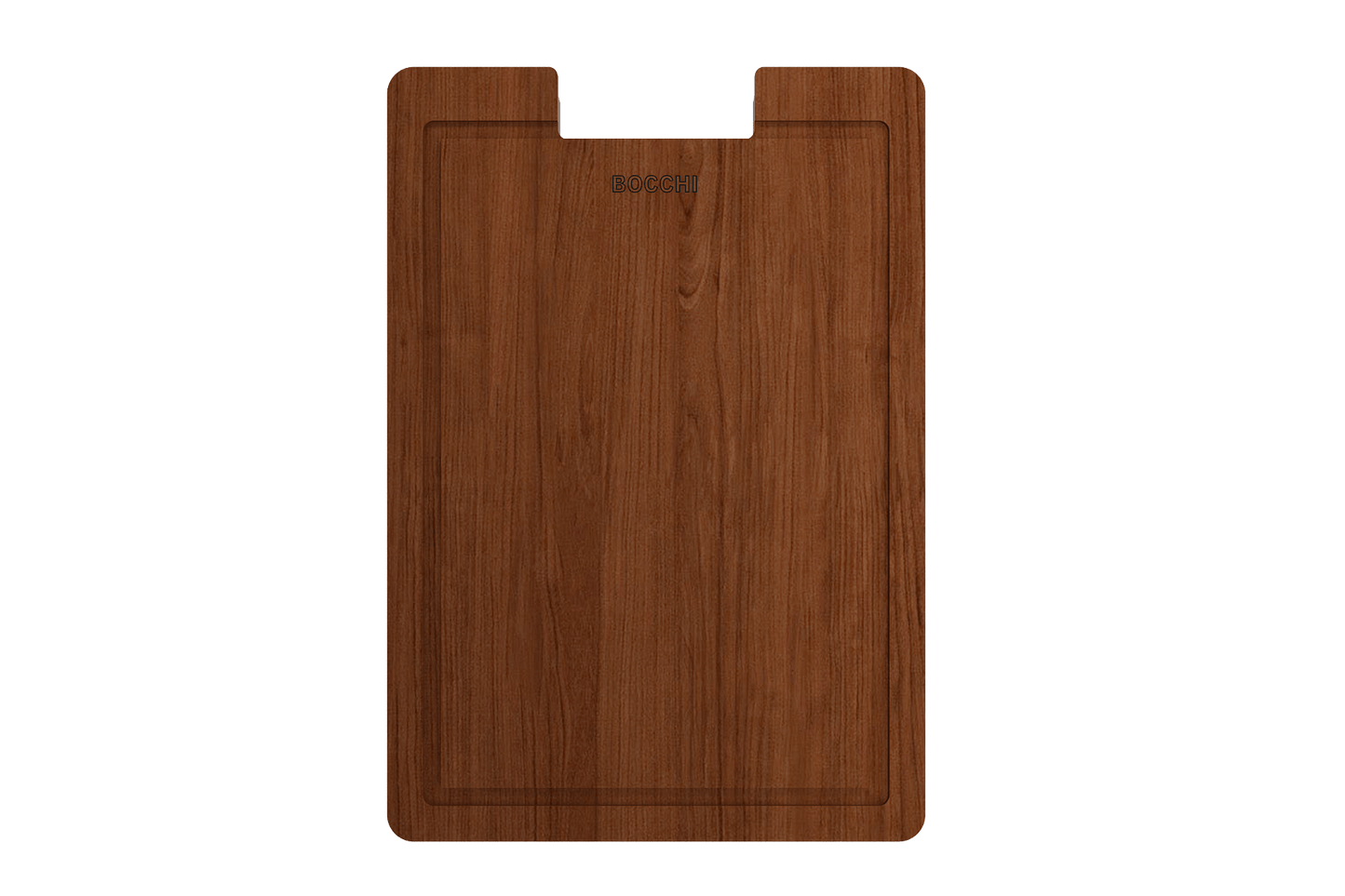 BOCCHI Wooden Cutting Board for Workstation Sinks with Handle elegantly designed for efficient food preparation.