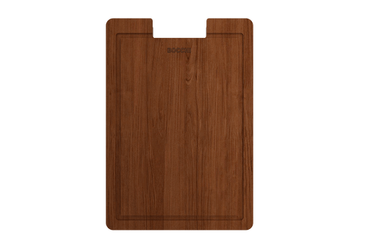 BOCCHI Wooden Cutting Board for Workstation Sinks with Handle elegantly designed for efficient food preparation.