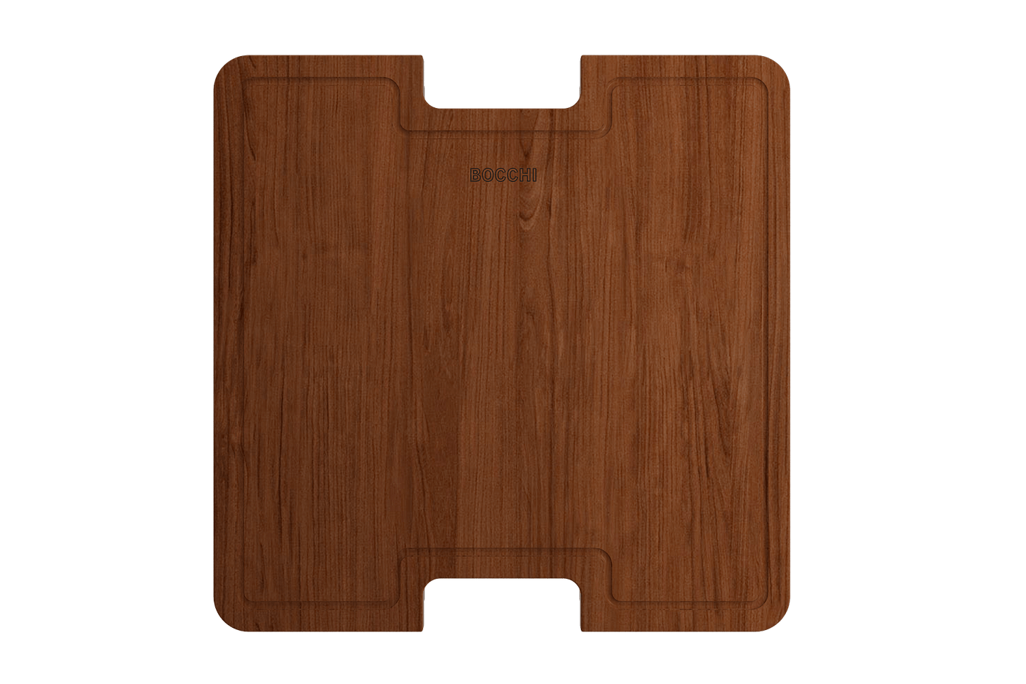 BOCCHI Wooden Cutting Board with Handles For Sotto 1359 on a flat surface, showcasing its elegant wood design.