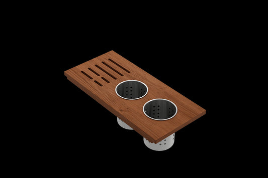 BOCCHI Prep Board Set for Workstation Sinks with 2 Round Stainless Steel Colanders & Knife Holder 2320 0009