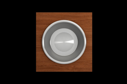 BOCCHI Wood Board with Large Round Stainless Steel Mixing Bowl and Colander F/1616, 1618, 1633 (inner ledge)