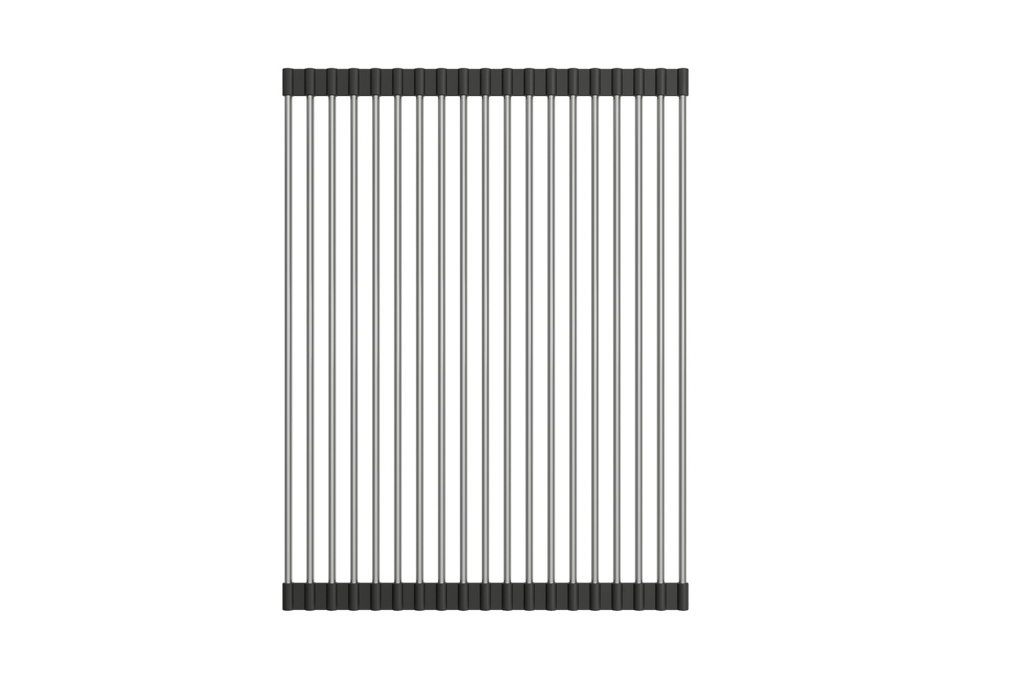 BOCCHI Roller Mat, Stainless Steel with Black Edging for Granite Farmhouse Sinks 2350 0003, top view design features.