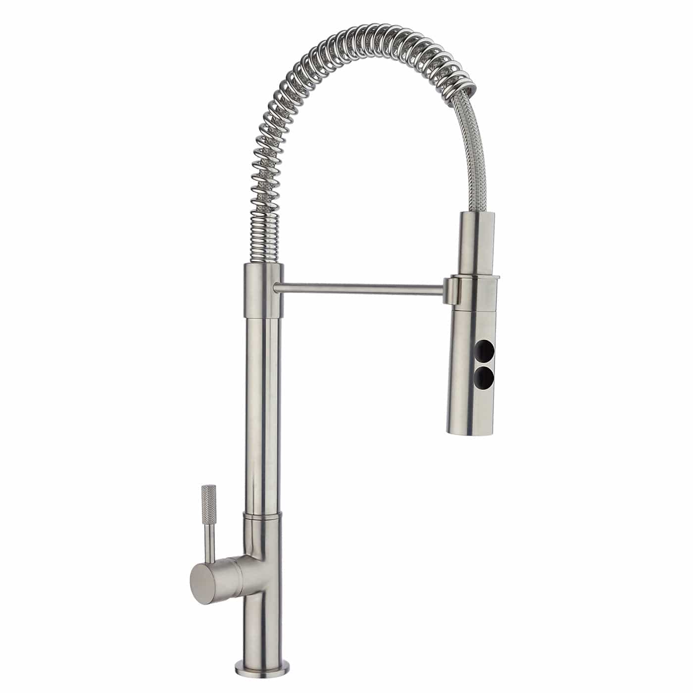 FORTIS Culinary Single Handle Semi-Pro Pull-Down Kitchen Faucet in sleek stainless steel design with a flexible spray nozzle.
