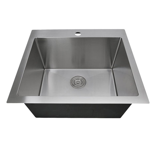 Nantucket 25" Pro Series Dual-Mount Stainless Steel Kitchen Sink SR2522-12-16 overhead view showing sleek design.