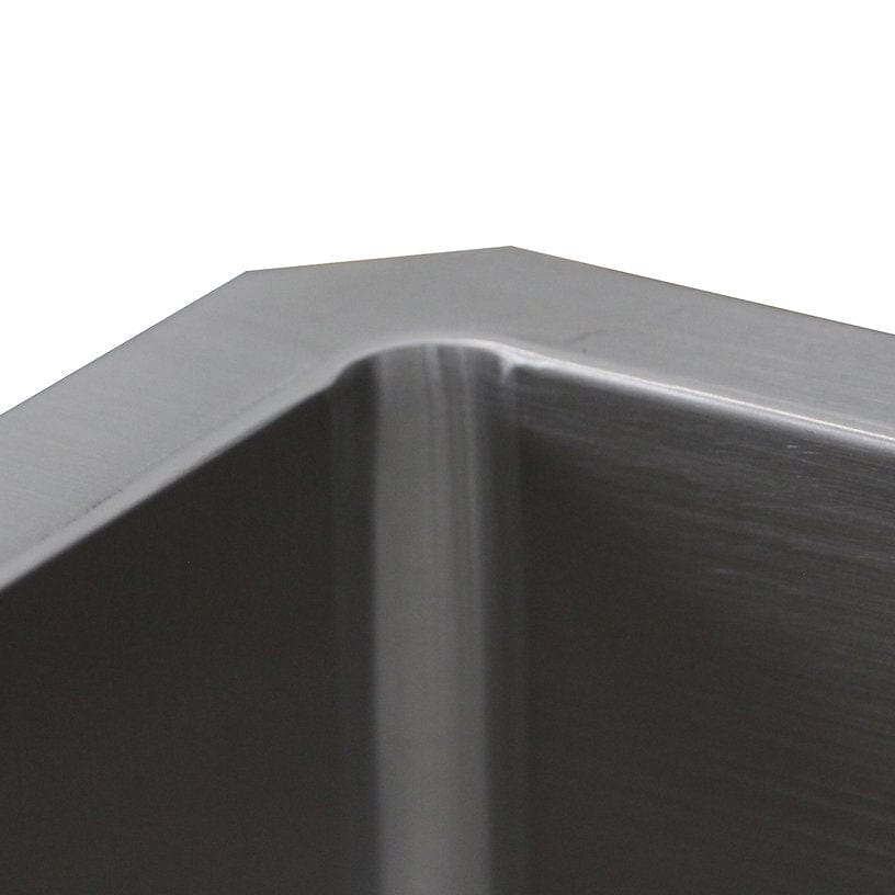Close-up of the corner detail of the Nantucket 32" Pro Series Undermount Kitchen Sink SR3219-OS-16.