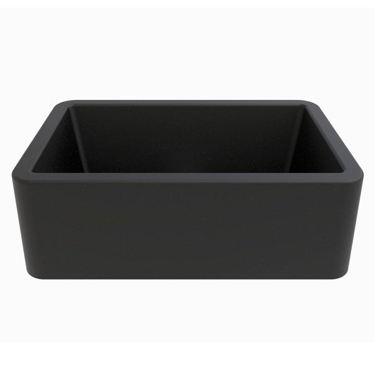 Front view of LaToscana Marmorin Series 30" Farmhouse Kitchen Sink in Black Metallic showcasing its spacious and sleek design.