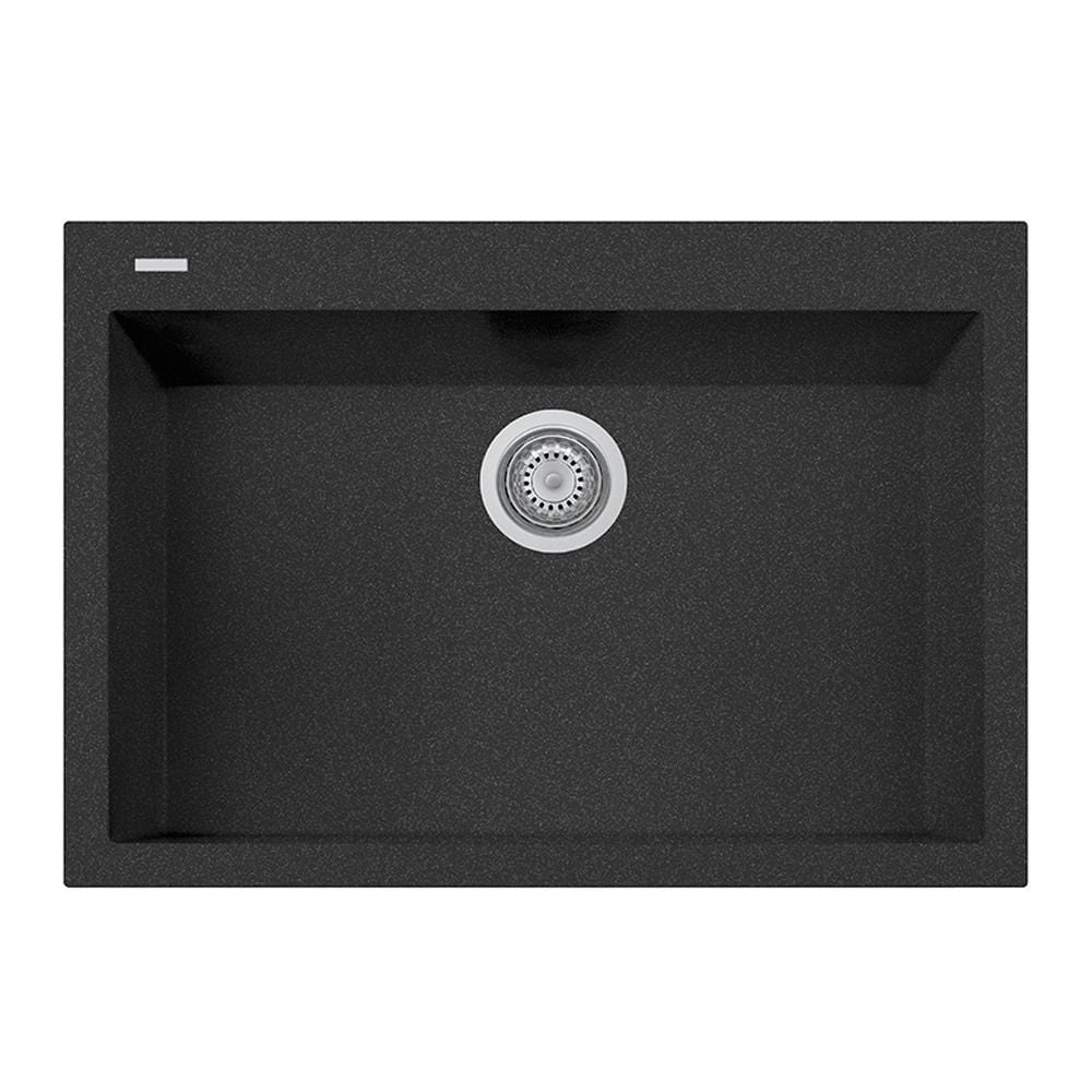 Top view of LaToscana One Series 30" Drop-In Single Bowl Kitchen Sink in Black Metallic finish.
