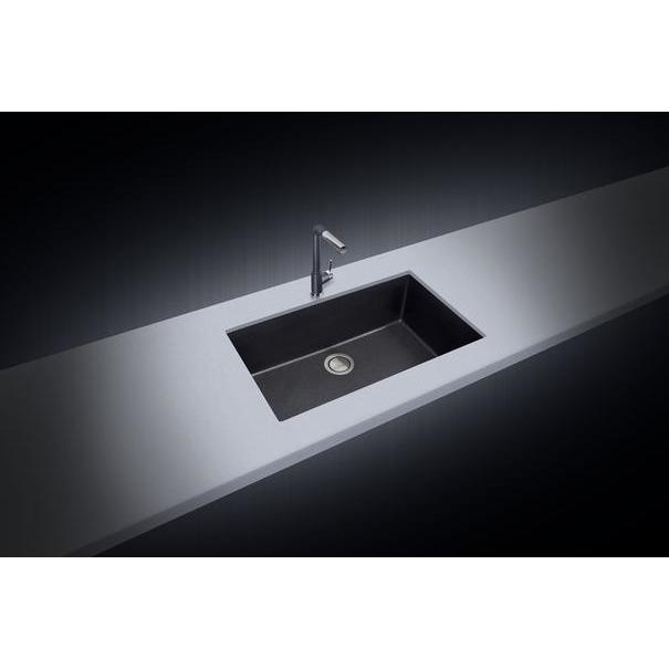 Front view of LaToscana One Series 33" Undermount Single Bowl Kitchen Sink with modern faucet.