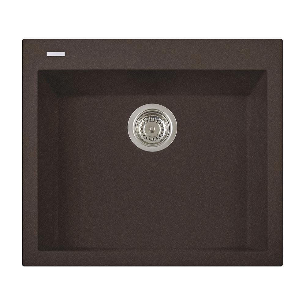 LaToscana One Series 23" Drop-In Single Bowl Kitchen Sink in brown, top view showcasing air purification technology.