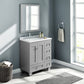 Eviva Happy 30" x 18" Transitional Grey Bathroom Vanity with White Carrera Marble Counter-Top