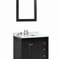 Eviva Acclaim C 30" Transitional Espresso Bathroom Vanity with White Carrera Marble Counter-Top