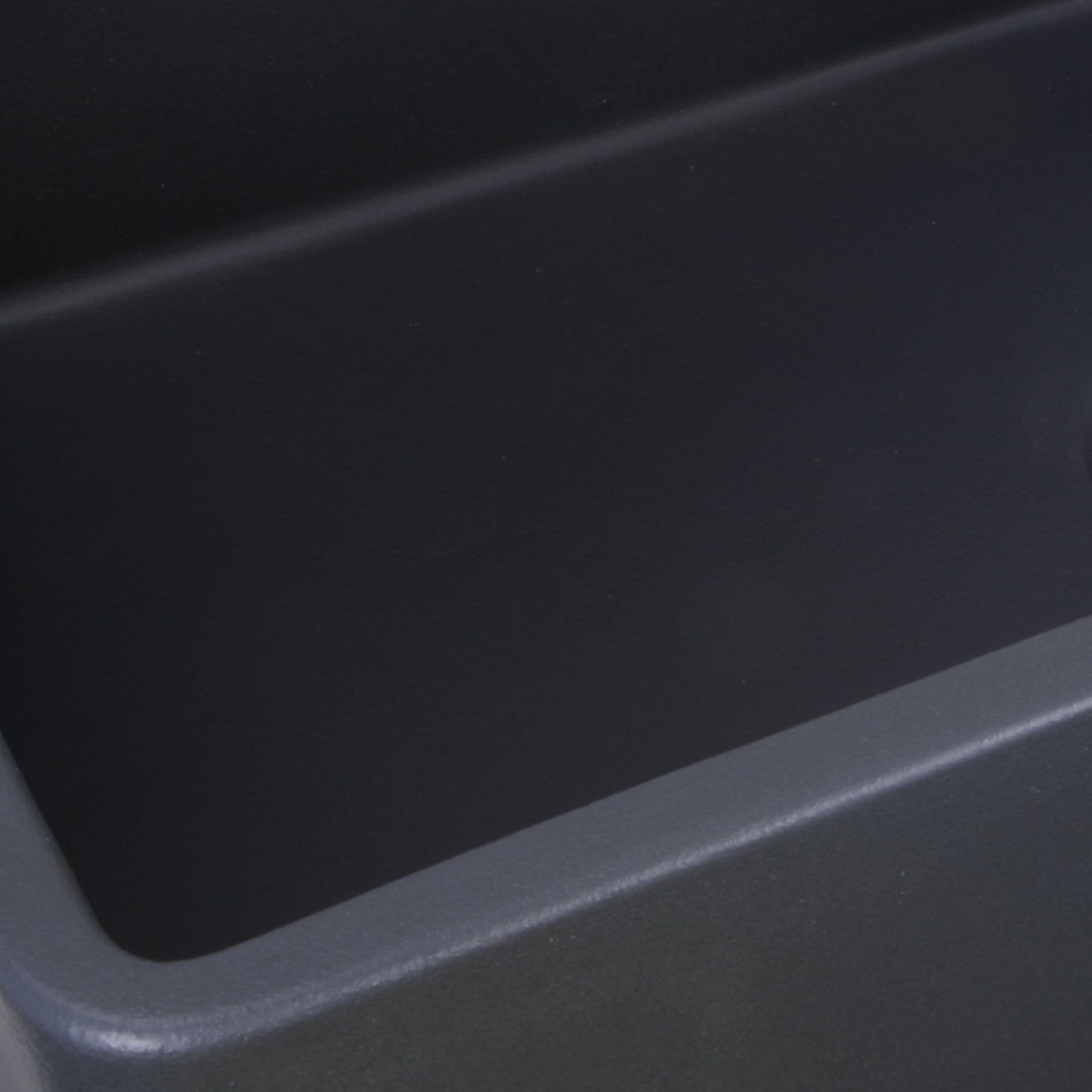 Nantucket 33" Fireclay Farmhouse with Filigree Apron - FCFS3320S-FiligreeMBL interior view of matte black sink.