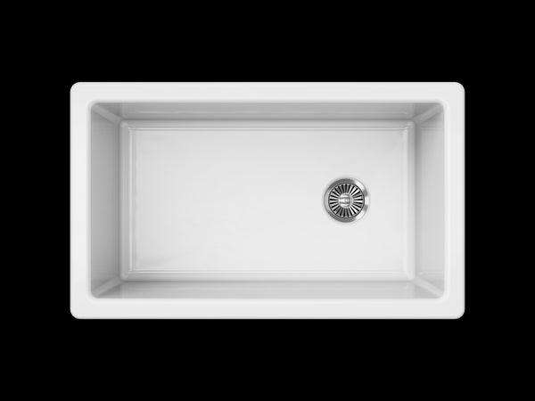 Piralla 30 Reversible Fireclay Sink in white