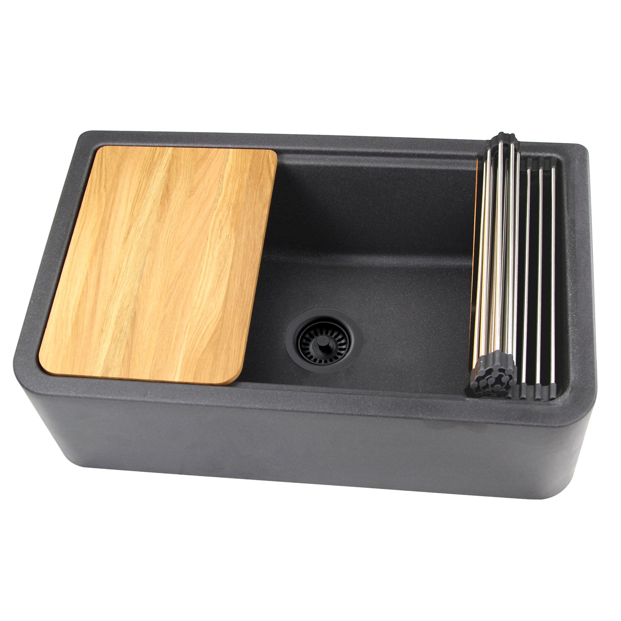 Nantucket 33" Reversible Workstation Granite Composite Apron Sink with Accessory Pack - PR3320-APS-BL