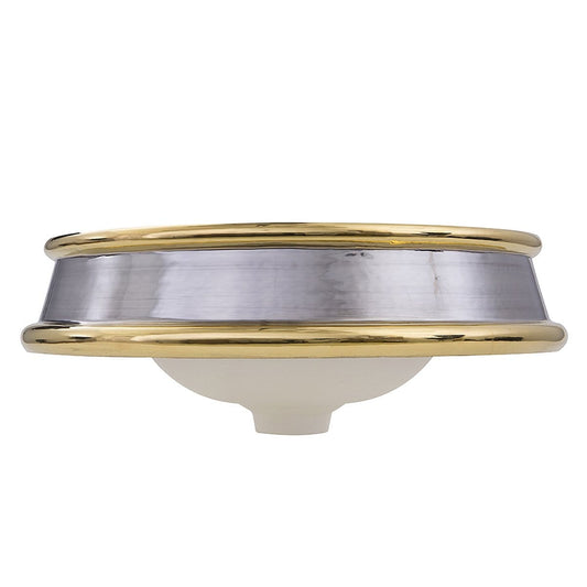 Nantucket St. Bart Fireclay Hand-decorated Vanity Sink - RC74040PG featuring platinum and gold decorative bands.