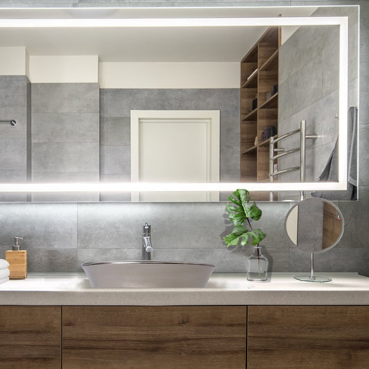 Nantucket St. Malo Italian Fireclay Vanity Sink - RC77240P installed in a modern bathroom with stylish decor.