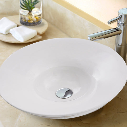 Nantucket Dinard Italian Fireclay Vanity Sink - RC77240W in elegant white design, enhancing bathroom aesthetics.