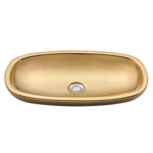 Nantucket Dubai Italian Fireclay Vanity Sink - RC79040G with luxurious gold finish