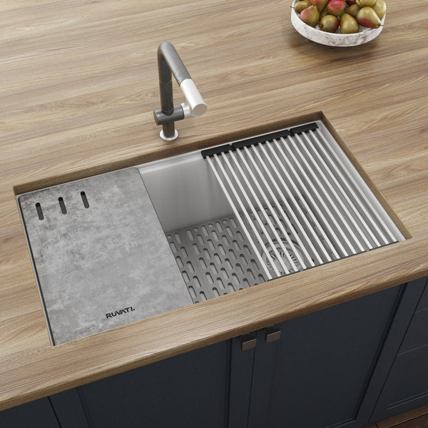 Ruvati epiStage 33 Workstation Granite Kitchen Sink RVG2302WH