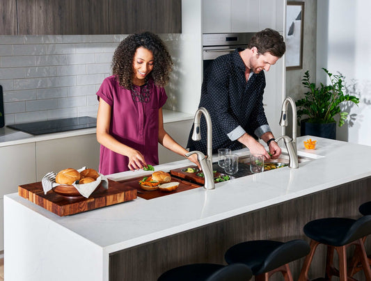 Ruvati 57" Workstation Dual Tiered Ledge Kitchen Sink Stainless Steel RVH8555