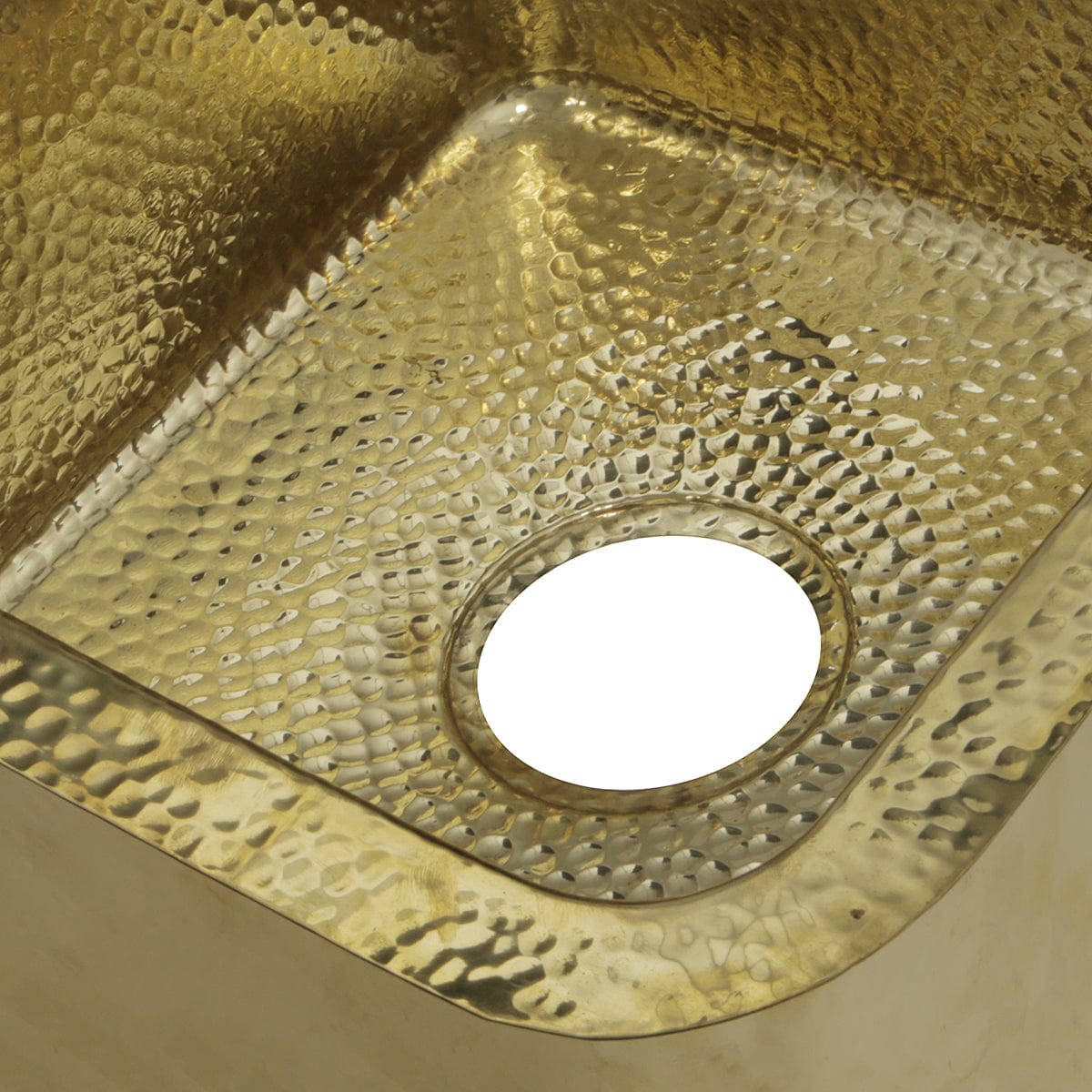 Nantucket 16.625" Hand-Hammered Brass Bar Sink SQRB-7 with distinctive hammered interior and drain hole