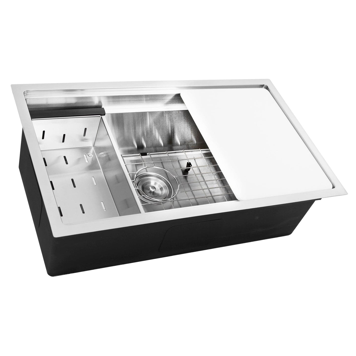 Nantucket 30" Pro Series Prep Station Kitchen Sink SR-PS-3018-16 featuring three-tiered design for kitchen workspace.