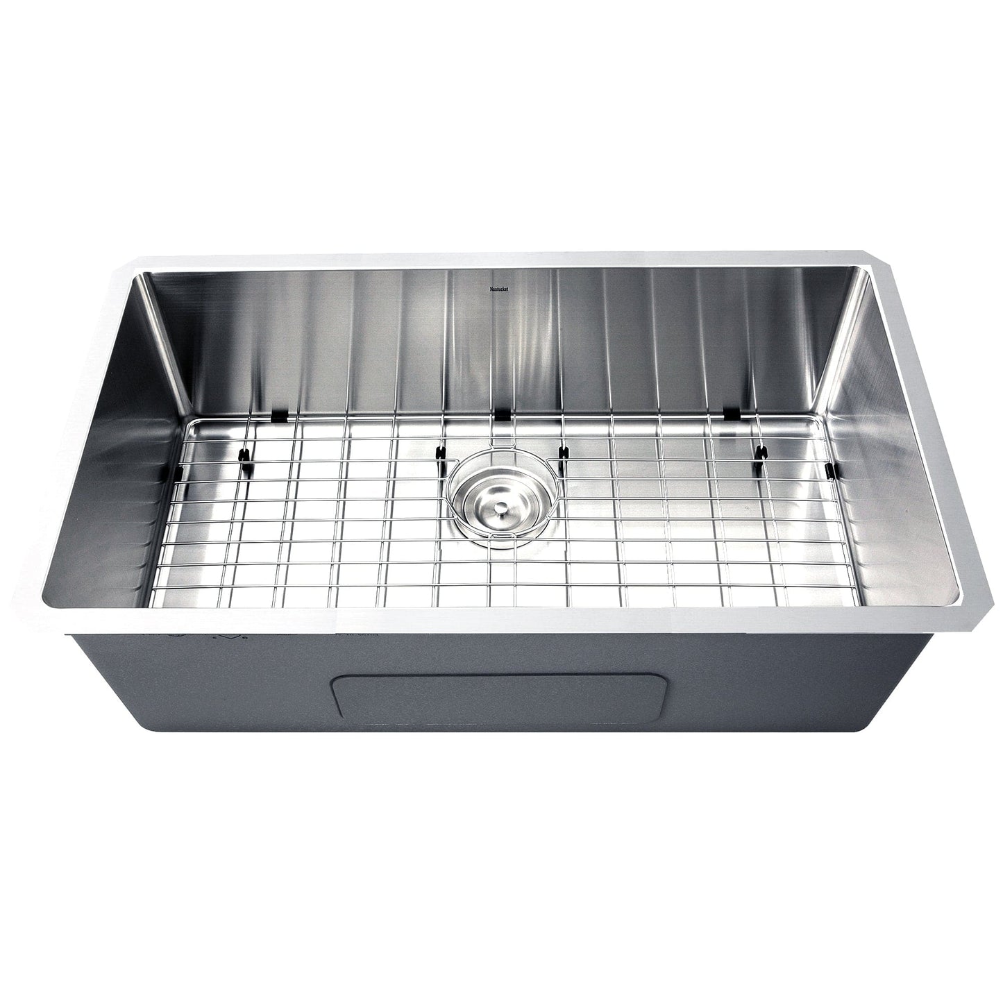 Nantucket 32" Pro Series Undermount Stainless Steel Kitchen Sink SR3218-16 with grid and drain.