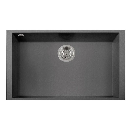 LaToscana One Series 30" Undermount Single Bowl Kitchen Sink in Titanium, top view showcasing seamless design.