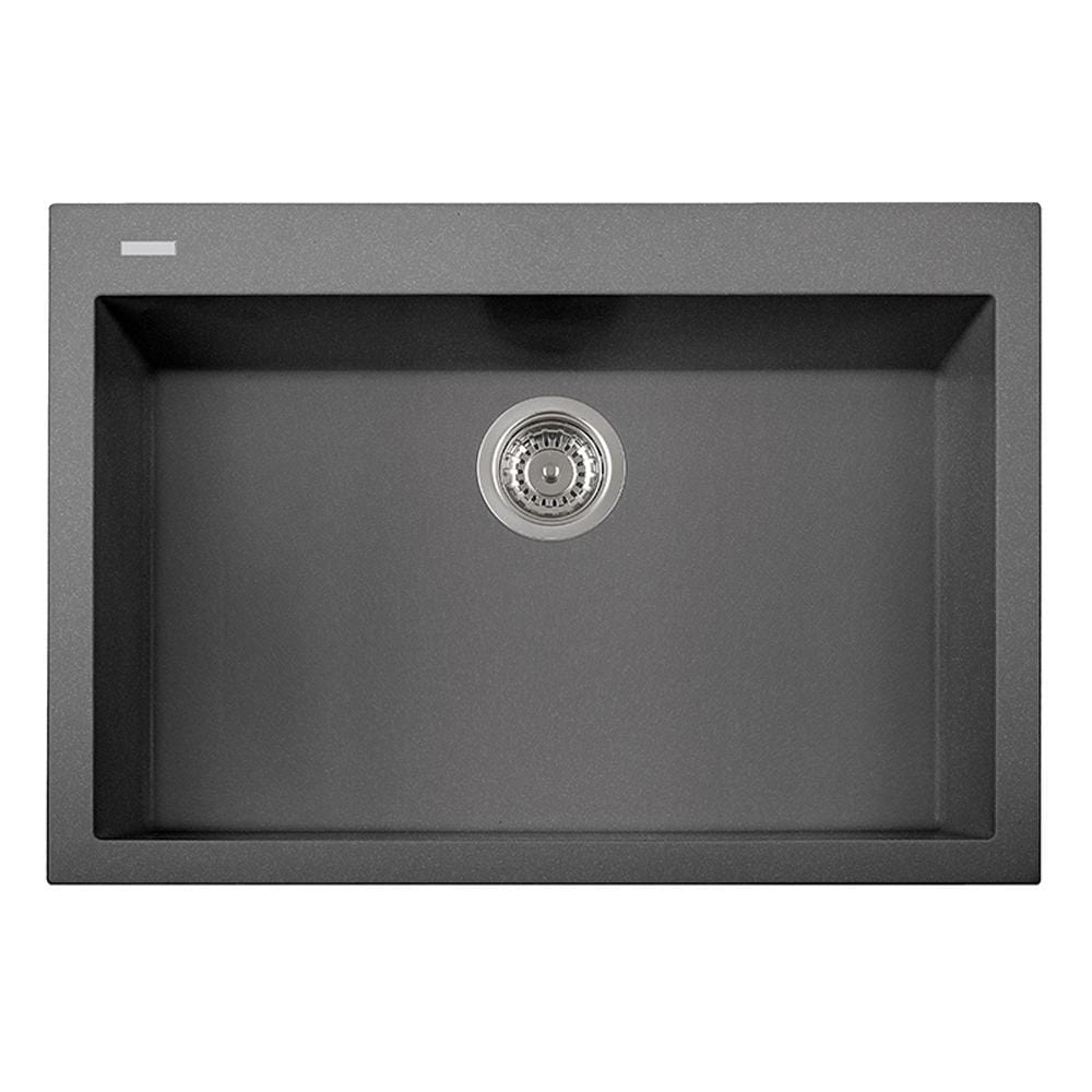 alt_tag: LaToscana One Series 30" Drop-In Single Bowl Kitchen Sink in Titanium - Top view showcasing sleek design and sink features.