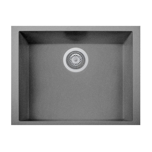 LaToscana One Series 23" Undermount Single Bowl Kitchen Sink in Titanium, top view showcasing seamless design and air purification.