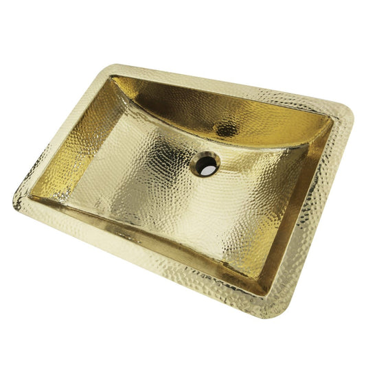 Nantucket 21" Hand Hammered Brass Rectangle Undermount Bathroom Sink with Overflow - TRB-1914-OF front angle