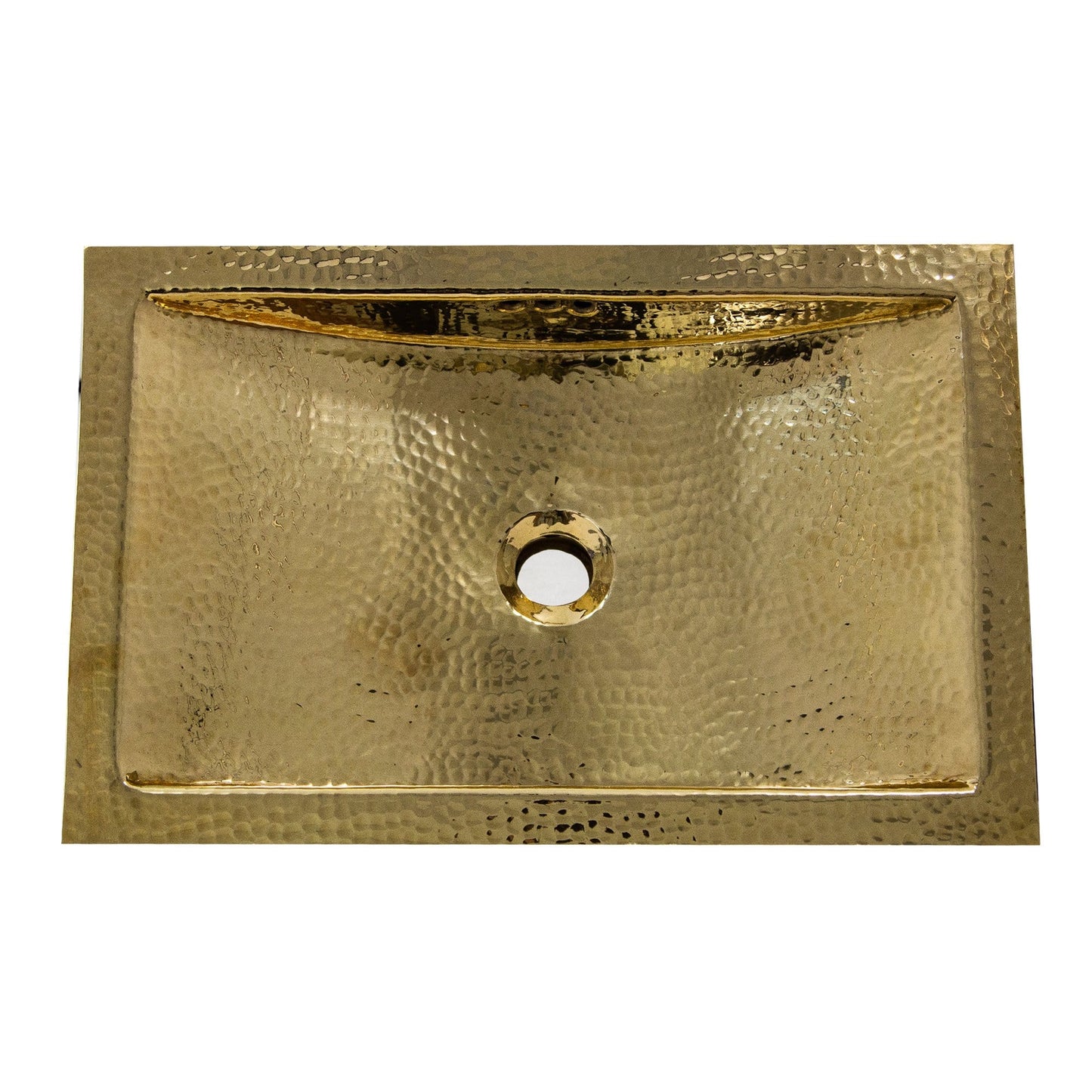 Nantucket 19.8" Hand Hammered Brass Rectangle Undermount Bathroom Sink with Overflow - TRB-OF bird's eye view
