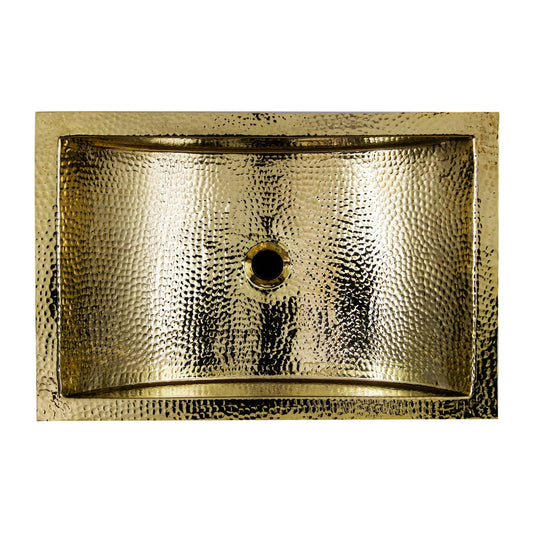 Nantucket 23.5" Hand Hammered Brass Rectangle Undermount Bathroom Sink with Overflow - TRB2416-OF
