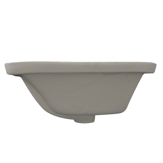Nantucket 19" Undermount Ceramic Bathroom Sink UM-19x11-W side view showcasing its gray finish and rectangular design.