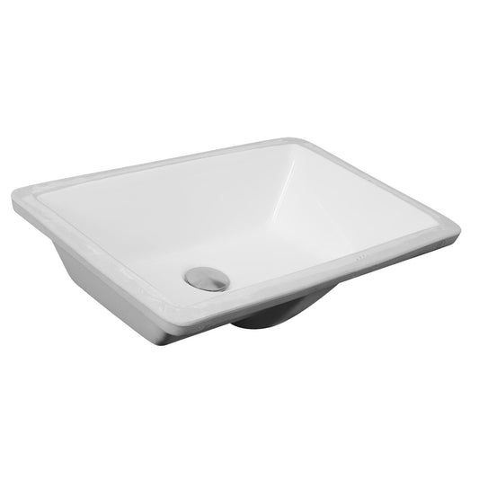 Nantucket 19" Undermount Ceramic Bathroom Sink UM-19x11-W with a spacious rectangular design.